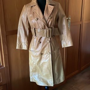 Arden B leather trentch coat, camel color, 3/4 length